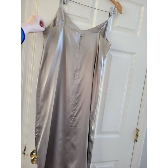 Madewell Womens Gray Silver Silk Slip Dress size 10 Side slit Party Holiday - Picture 6 of 8